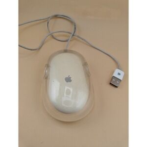 Apple Pro Mouse M5769 USB Wired Optical Clear White Mac PC Tested Working